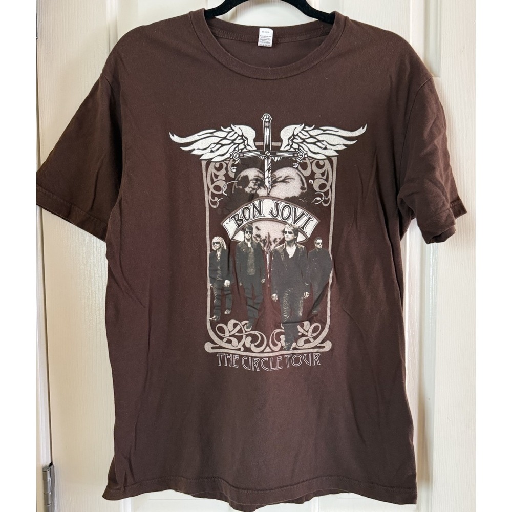 Bon Jovi The Circle Tour T Shirt Brown Size Large